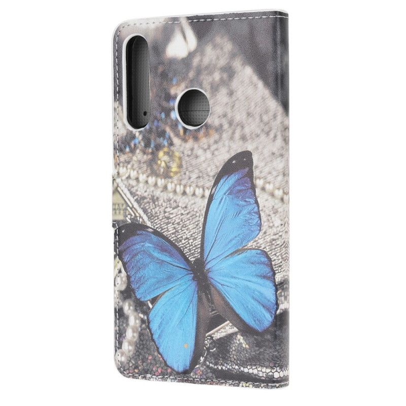 Leren Hoesje Huawei Y6p Blauwe Vlinder