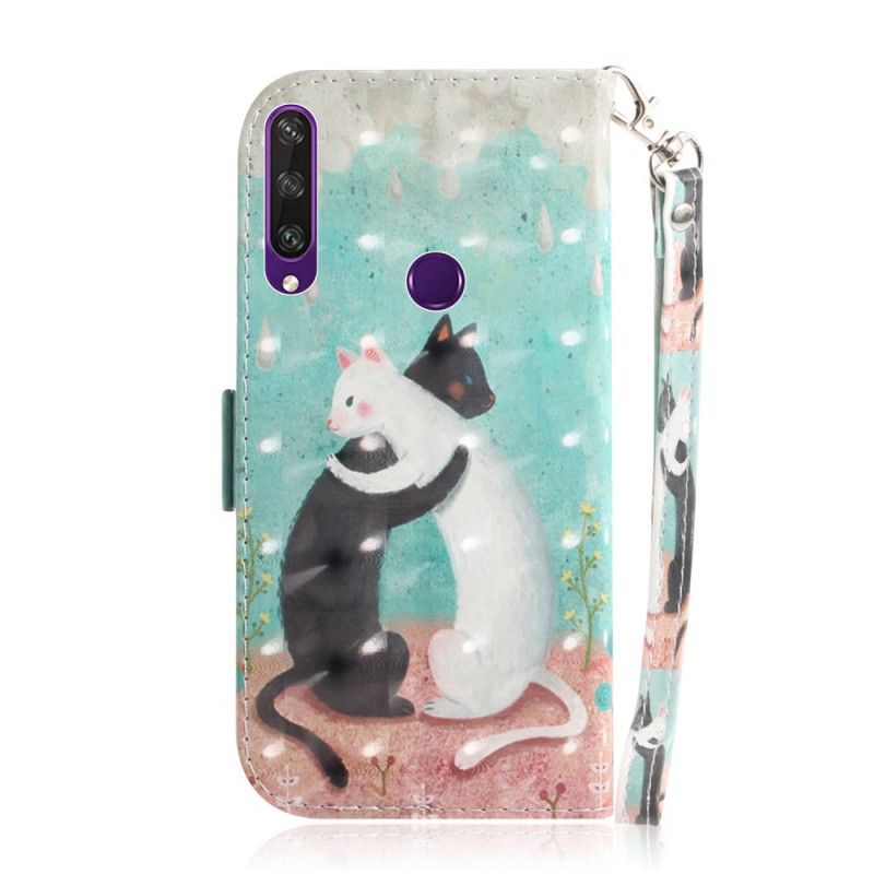 Leren Hoesje Huawei Y6p Kattenvriendjes Met String