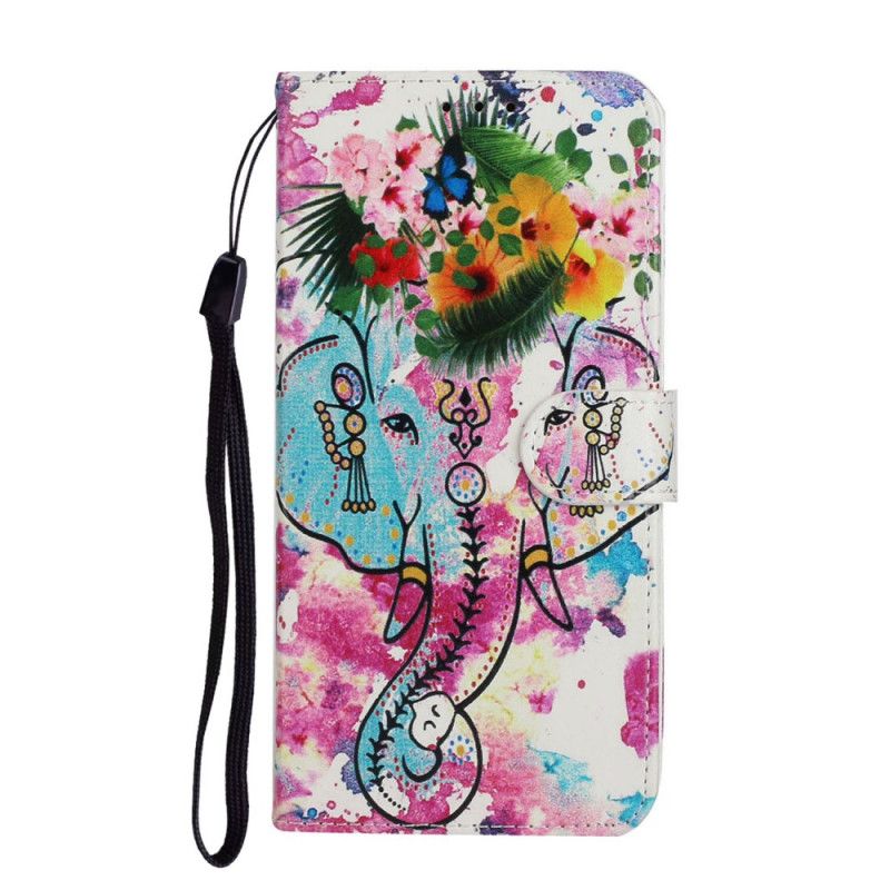 Leren Hoesje Huawei Y6p Olifanten Schilderij