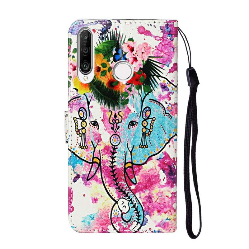 Leren Hoesje Huawei Y6p Olifanten Schilderij