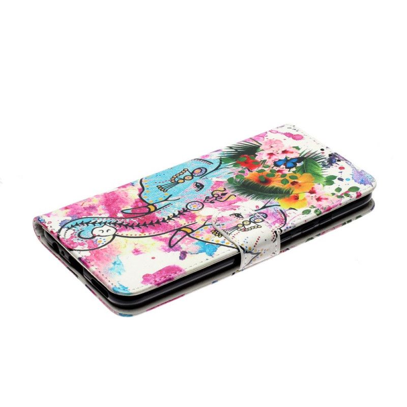 Leren Hoesje Huawei Y6p Olifanten Schilderij