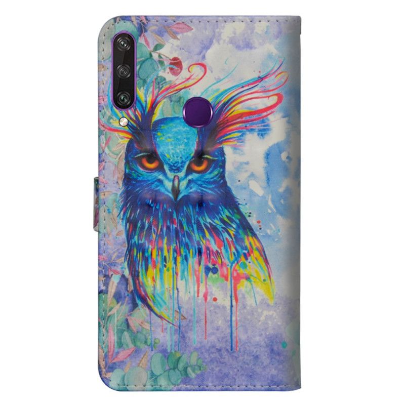 Leren Hoesje Huawei Y6p Telefoonhoesje Aquarel Vogel