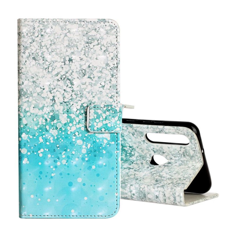 Leren Hoesje Huawei Y6p Telefoonhoesje Blauw Glitterverloop