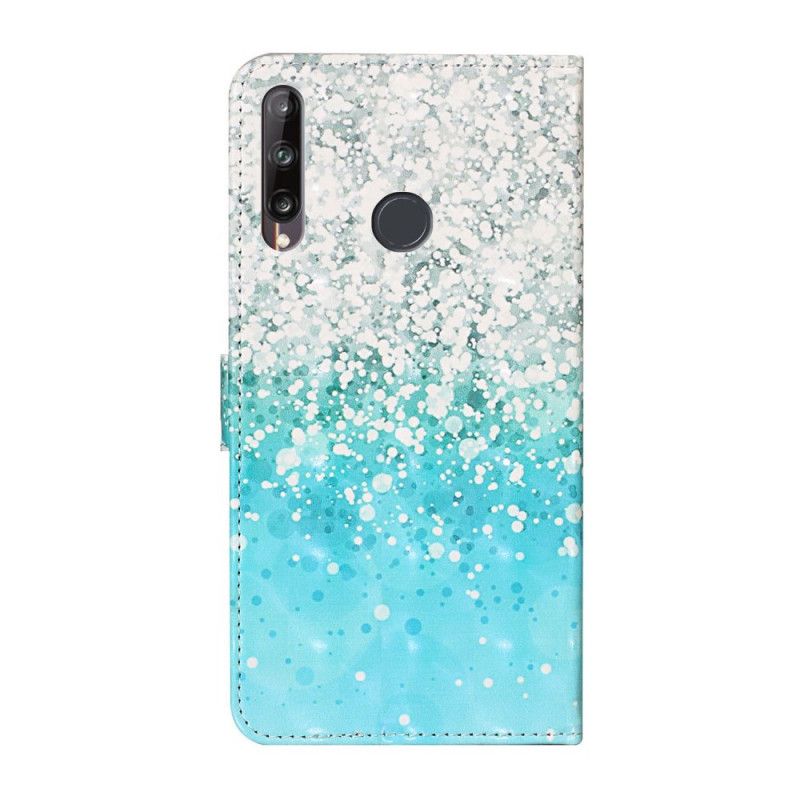 Leren Hoesje Huawei Y6p Telefoonhoesje Blauw Glitterverloop