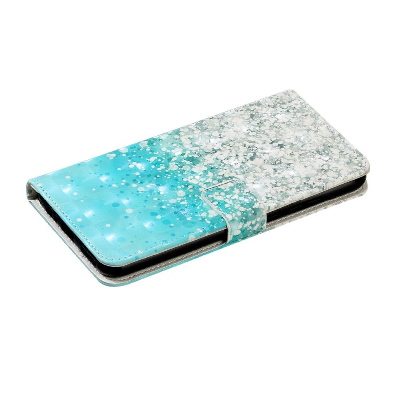 Leren Hoesje Huawei Y6p Telefoonhoesje Blauw Glitterverloop