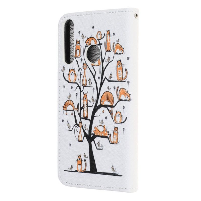 Leren Hoesje Huawei Y6p Telefoonhoesje Funky String Katten