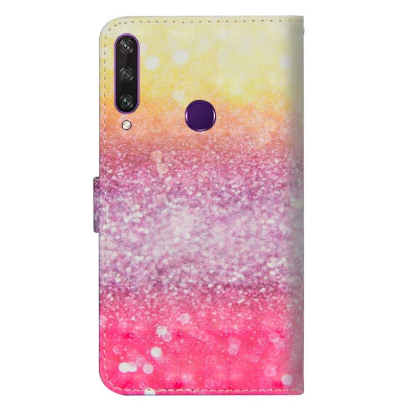 Leren Hoesje Huawei Y6p Verloop Magenta Glitter