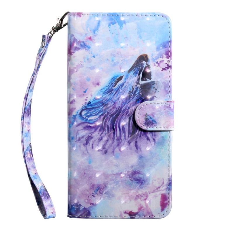 Leren Hoesje voor Huawei Y6p Aquarel Wolf