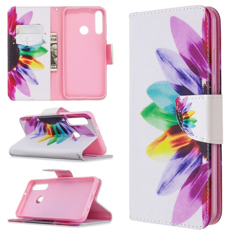 Leren Hoesje voor Huawei Y6p Aquarelbloem