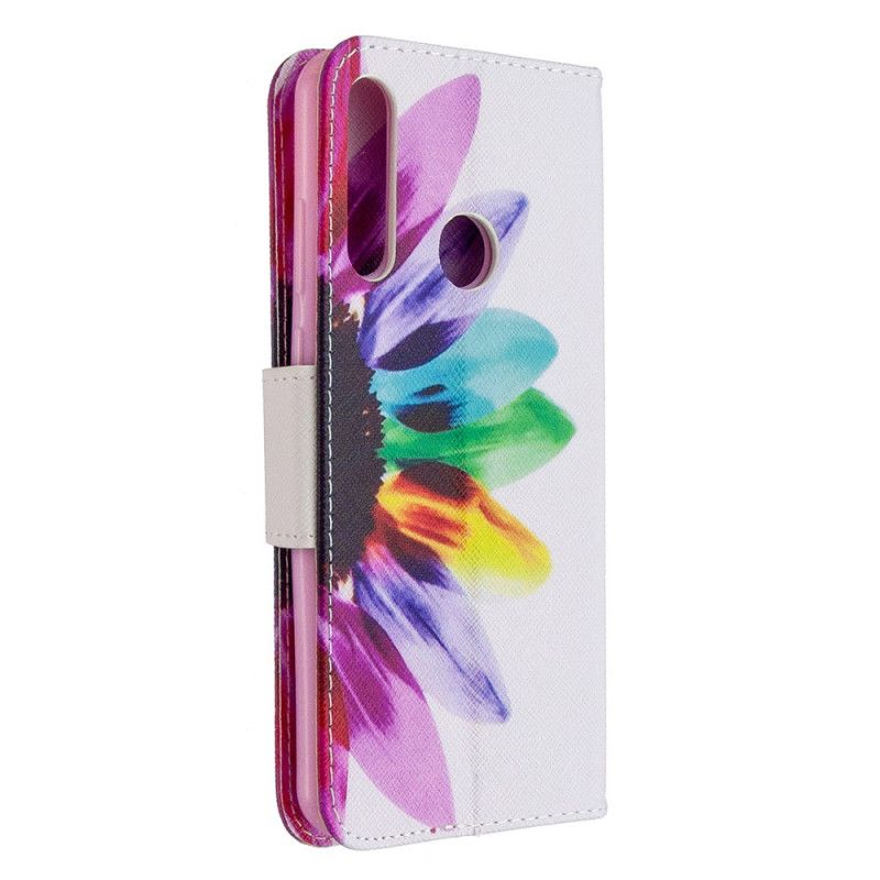 Leren Hoesje voor Huawei Y6p Aquarelbloem