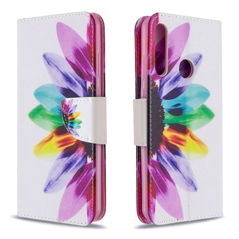 Leren Hoesje voor Huawei Y6p Aquarelbloem