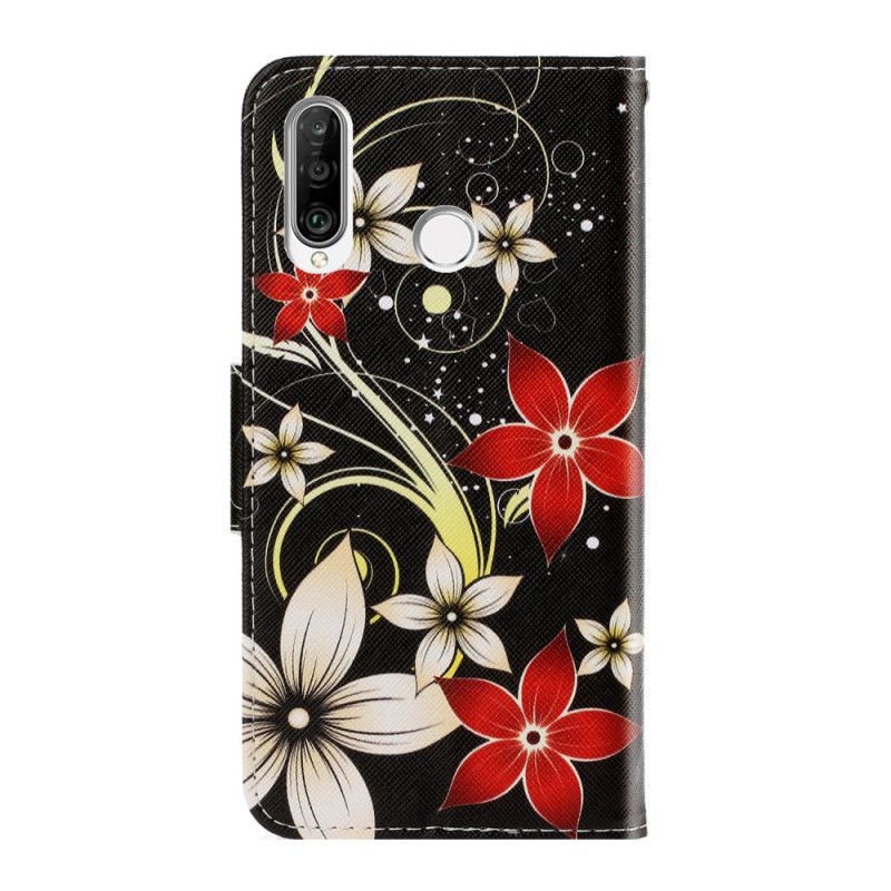 Leren Hoesje voor Huawei Y6p Kleurrijke Bloemen Met String