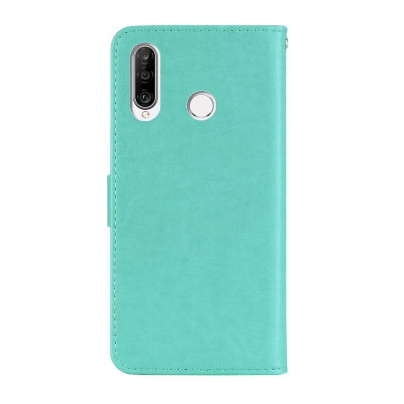 Leren Hoesje voor Huawei Y6p Magenta Grijs Uilenmandala En Bedel