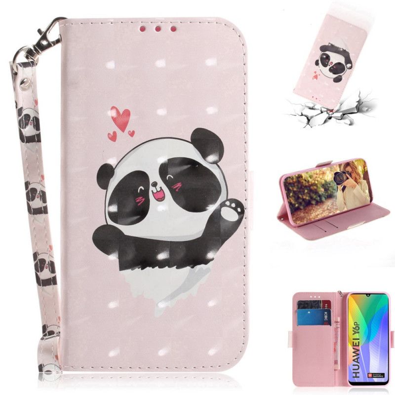 Leren Hoesje voor Huawei Y6p Panda Love Met String