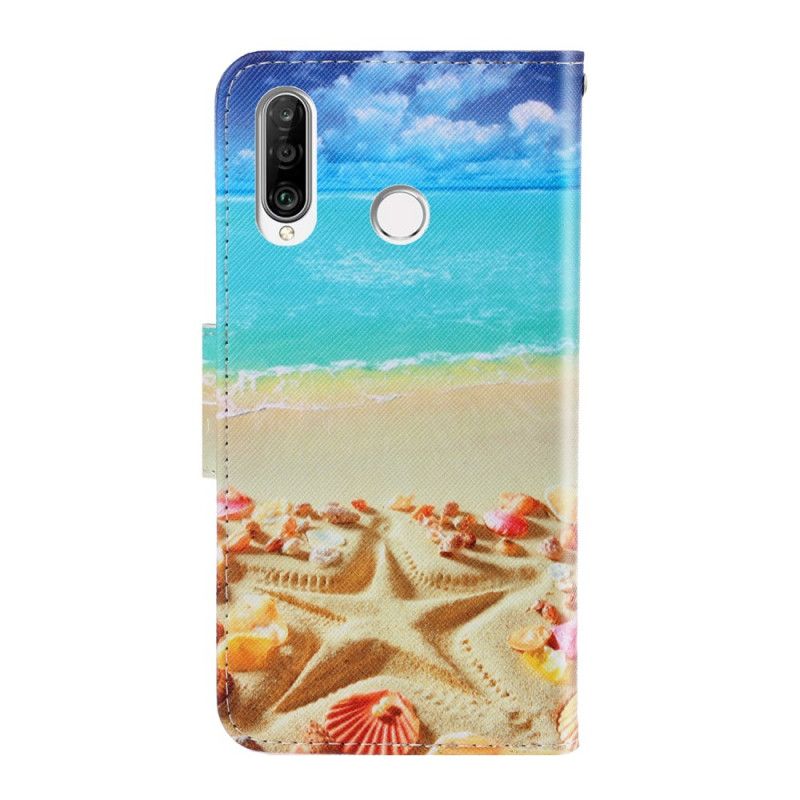 Leren Hoesje voor Huawei Y6p Riem Strand