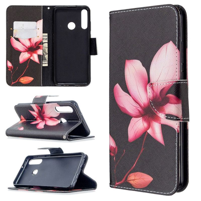 Leren Hoesje voor Huawei Y6p Roze Bloem