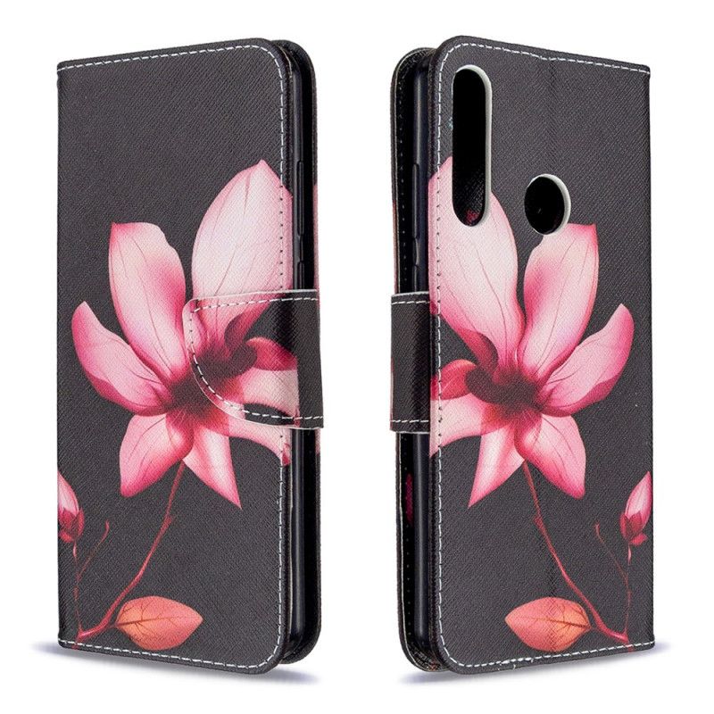 Leren Hoesje voor Huawei Y6p Roze Bloem