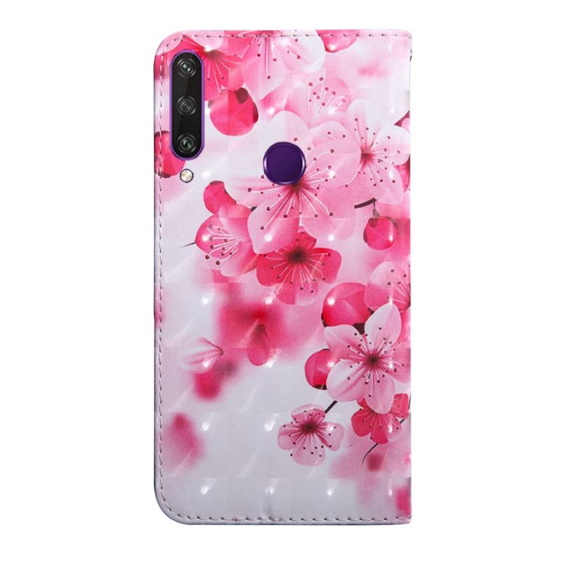 Leren Hoesje voor Huawei Y6p Roze Bloemen