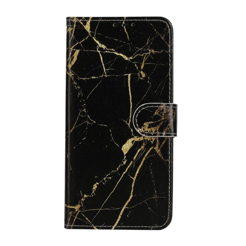 Leren Hoesje voor Huawei Y6p Wit Zwart Marmer