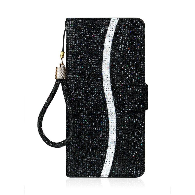 Bescherming Hoesje Samsung Galaxy Note 20 Donkerblauw Zwart Ontwerp Met Glitter