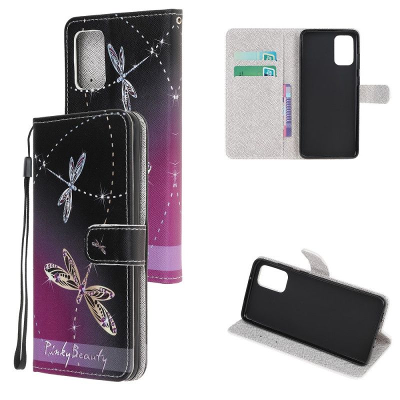 Bescherming Hoesje Samsung Galaxy Note 20 Telefoonhoesje Libellen Met String