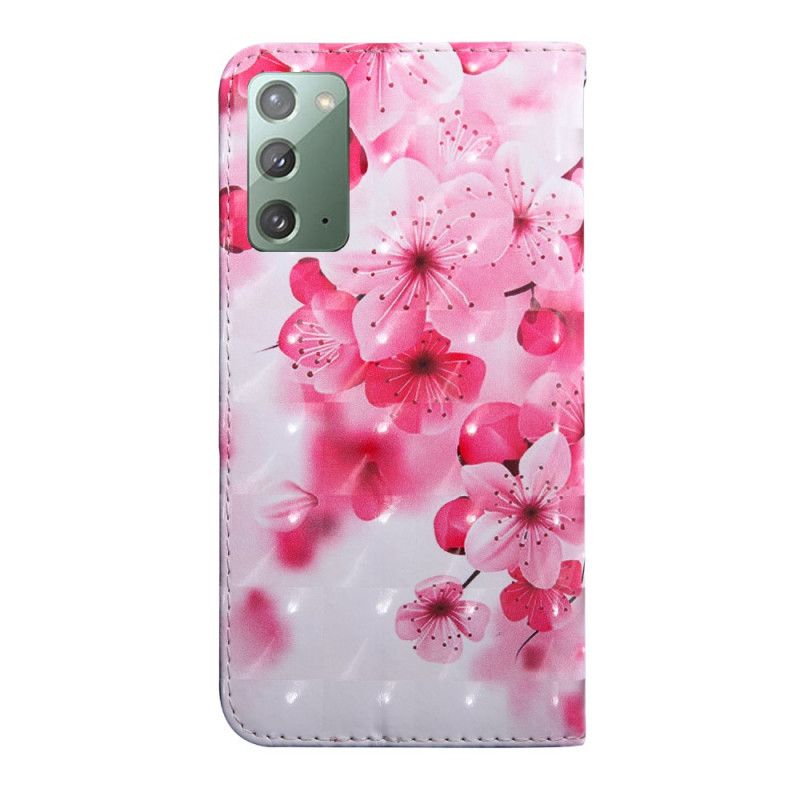 Bescherming Hoesje Samsung Galaxy Note 20 Telefoonhoesje Roze Bloemen