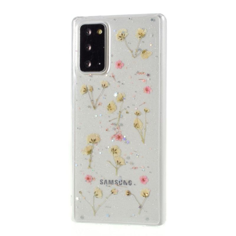 Case Hoesje Samsung Galaxy Note 20 Geel Roze Telefoonhoesje Kleine Bloemen