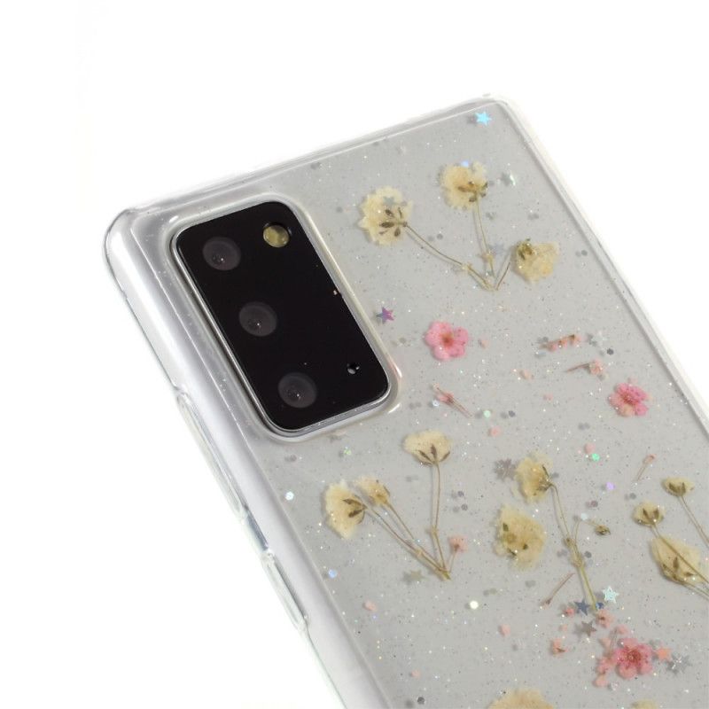 Case Hoesje Samsung Galaxy Note 20 Geel Roze Telefoonhoesje Kleine Bloemen