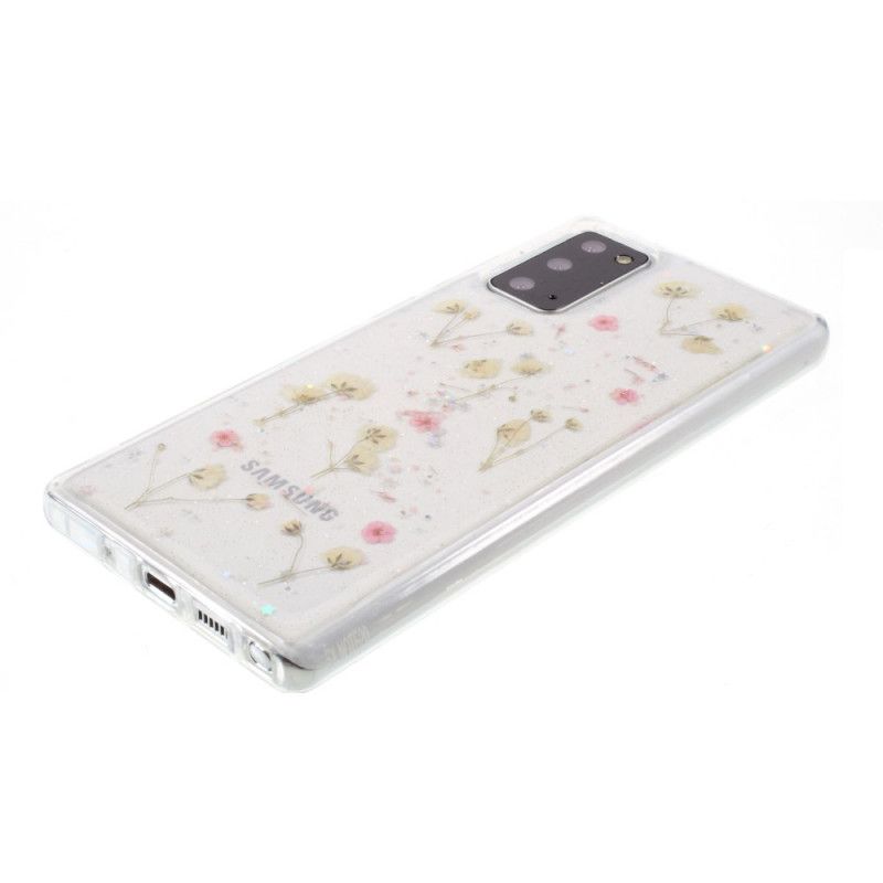 Case Hoesje Samsung Galaxy Note 20 Geel Roze Telefoonhoesje Kleine Bloemen