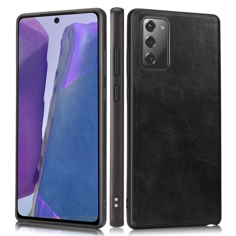 Case Hoesje Samsung Galaxy Note 20 Grijs Zwart Telefoonhoesje Elegant Leereffect