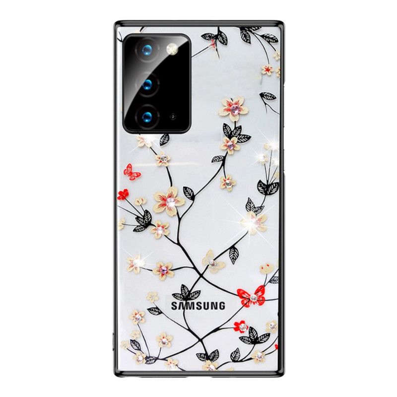 Case Hoesje Samsung Galaxy Note 20 Rood Zwart Telefoonhoesje Sulada Bloemen En Metaaleffect