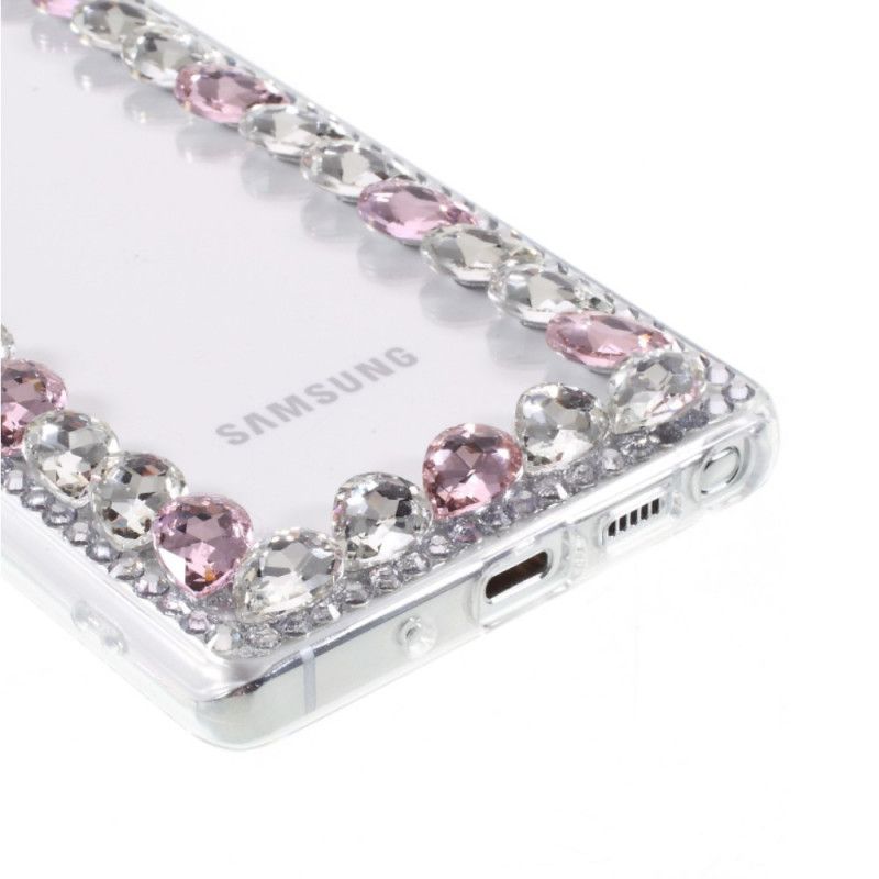 Case Hoesje Samsung Galaxy Note 20 Roze Rood Telefoonhoesje Strass-Omtrek