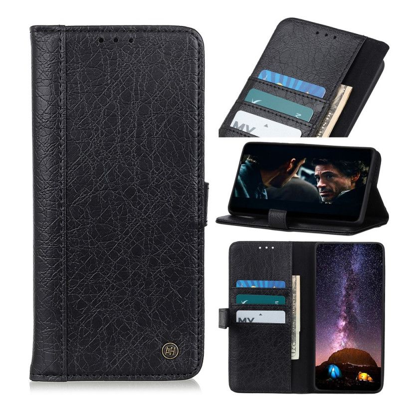 Cover Folio-hoesje Samsung Galaxy Note 20 Grijs Zwart Telefoonhoesje Imitatieleer Neushoornstijl