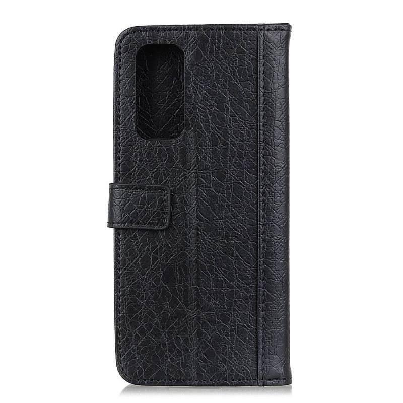 Cover Folio-hoesje Samsung Galaxy Note 20 Grijs Zwart Telefoonhoesje Imitatieleer Neushoornstijl