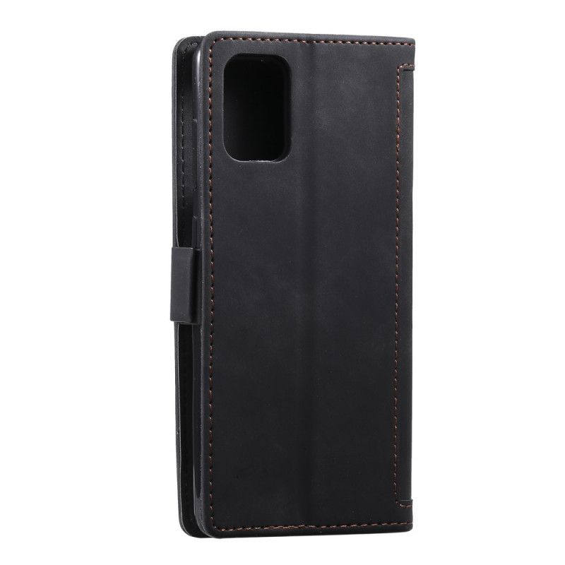 Cover Folio-hoesje Samsung Galaxy Note 20 Grijs Zwart Telefoonhoesje Retro Imitatieleer Met Riem