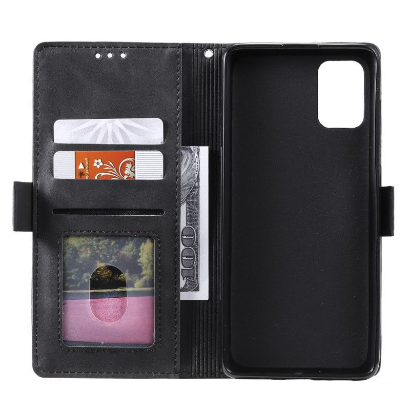 Cover Folio-hoesje Samsung Galaxy Note 20 Grijs Zwart Telefoonhoesje Retro Imitatieleer Met Riem