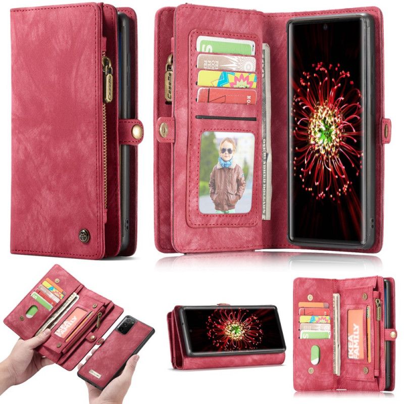 Cover Folio-hoesje Samsung Galaxy Note 20 Rood Zwart Telefoonhoesje Afneembare Kuip