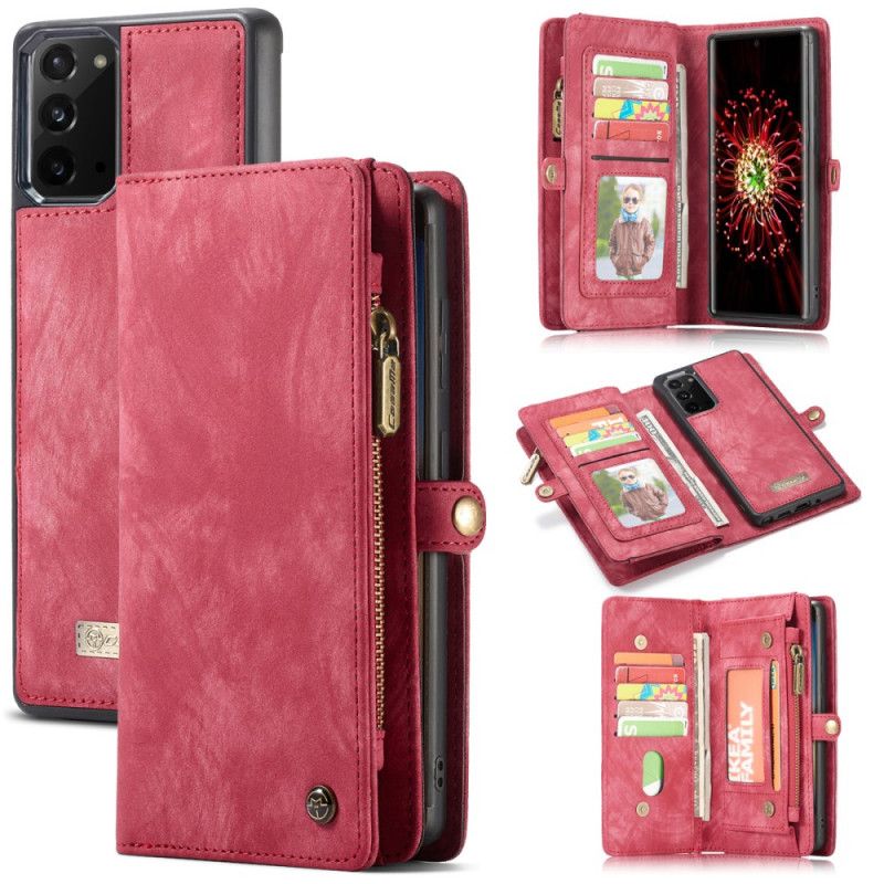 Cover Folio-hoesje Samsung Galaxy Note 20 Rood Zwart Telefoonhoesje Afneembare Kuip