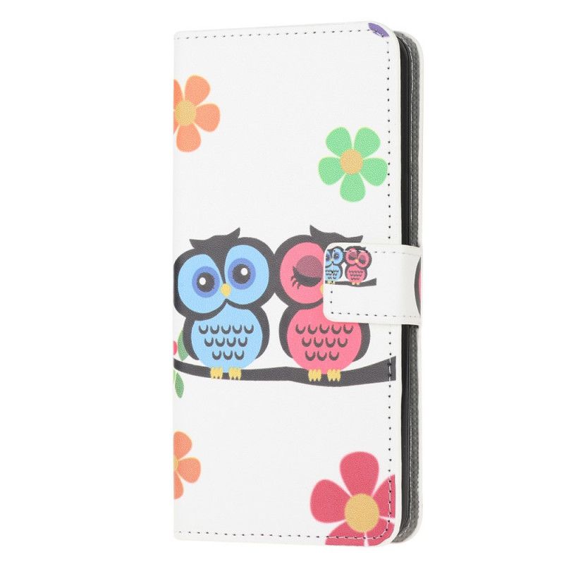 Cover Folio-hoesje Samsung Galaxy Note 20 Telefoonhoesje Paar Uilen