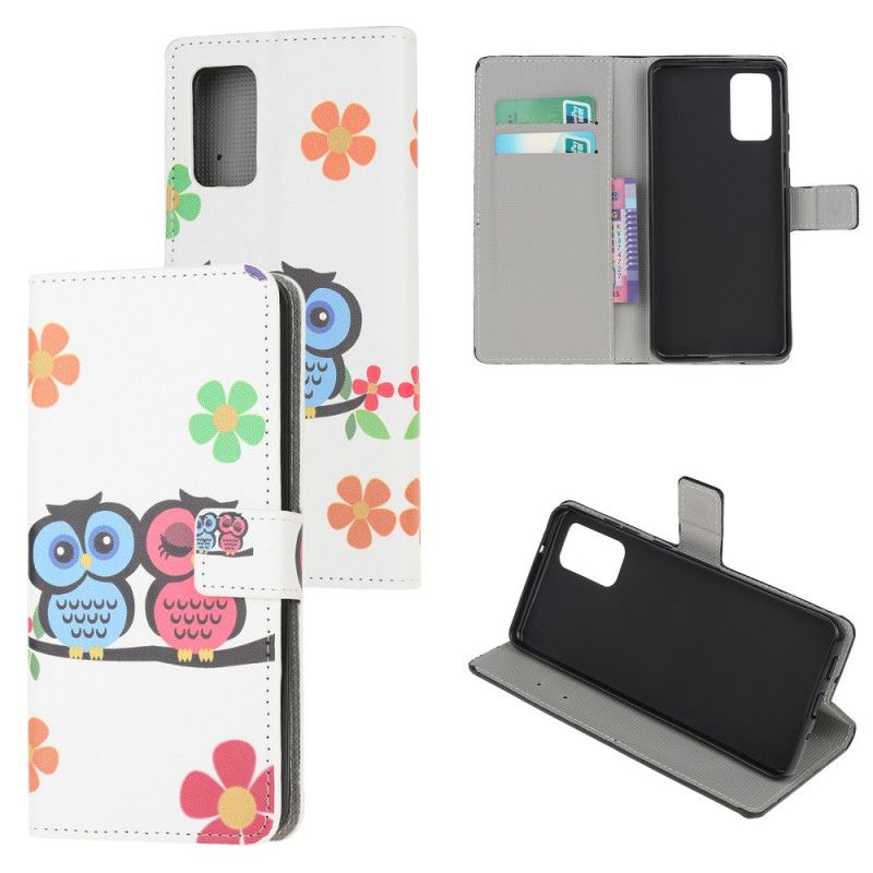 Cover Folio-hoesje Samsung Galaxy Note 20 Telefoonhoesje Paar Uilen