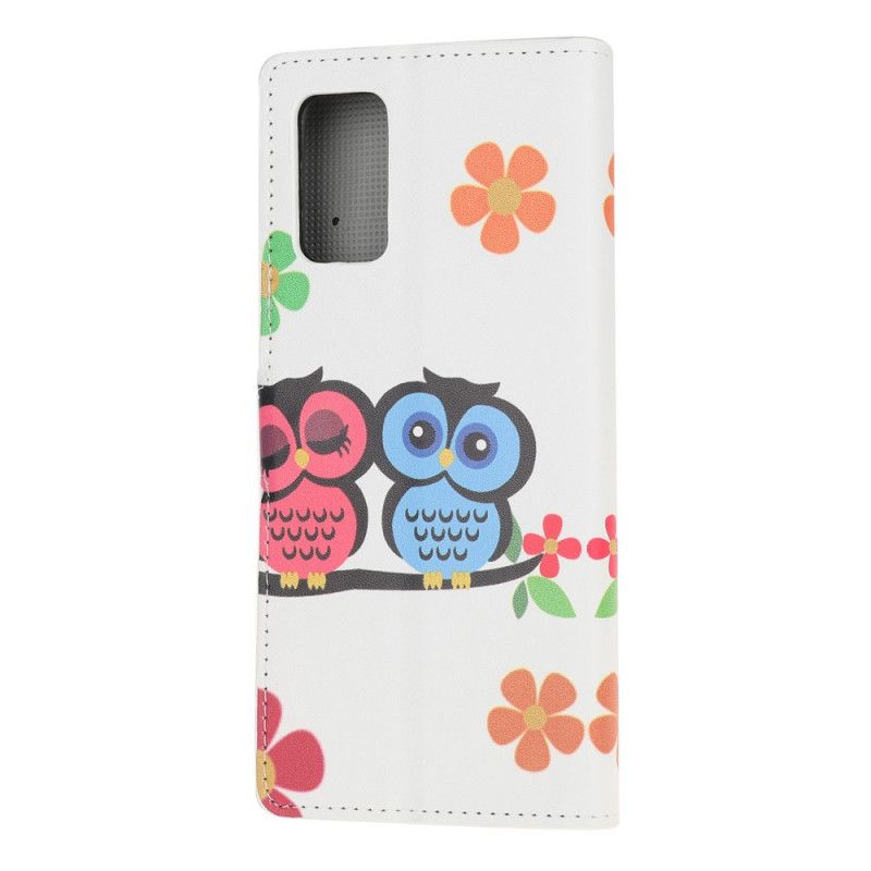 Cover Folio-hoesje Samsung Galaxy Note 20 Telefoonhoesje Paar Uilen