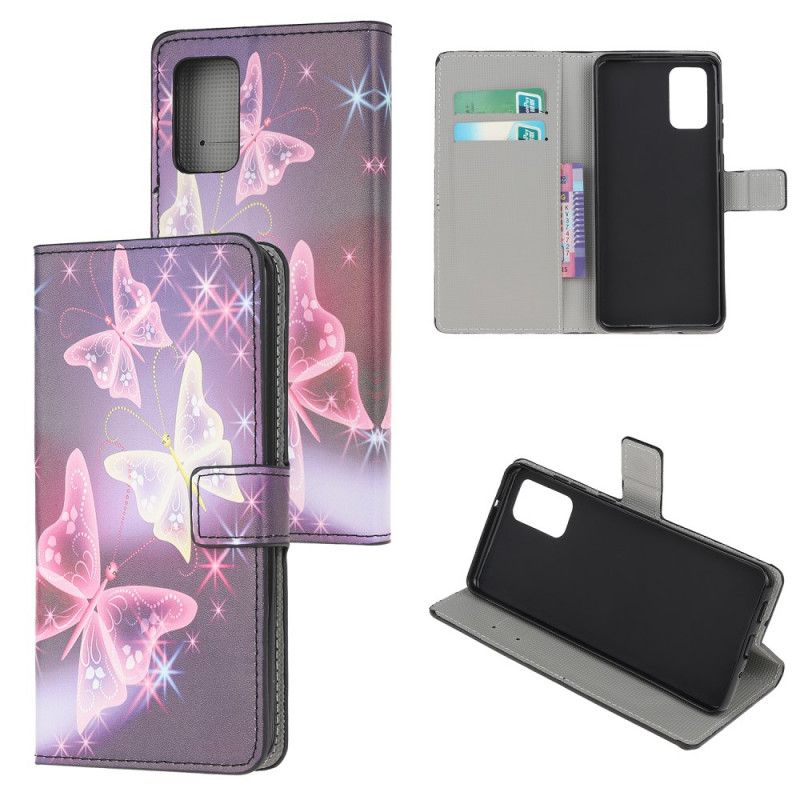 Cover Folio-hoesje Samsung Galaxy Note 20 Wit Zwart Telefoonhoesje Intense Vlinders