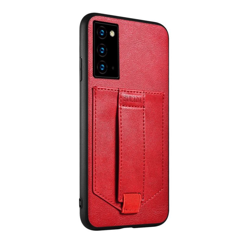 Cover Hoesje Samsung Galaxy Note 20 Rood Zwart Telefoonhoesje Sulada In Lederlook Met Kaarthouder En Riem