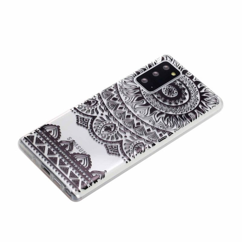 Cover Hoesje Samsung Galaxy Note 20 Telefoonhoesje Transparante Bloemen Mandala