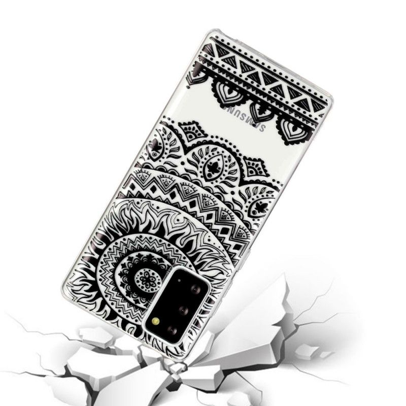 Cover Hoesje Samsung Galaxy Note 20 Telefoonhoesje Transparante Bloemen Mandala