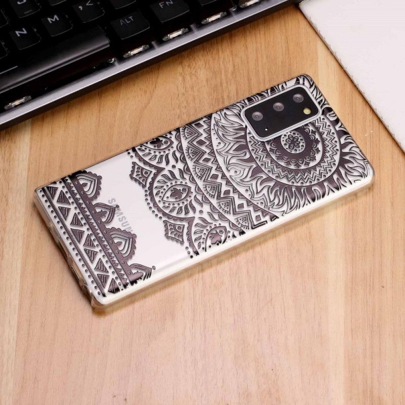 Cover Hoesje Samsung Galaxy Note 20 Telefoonhoesje Transparante Bloemen Mandala