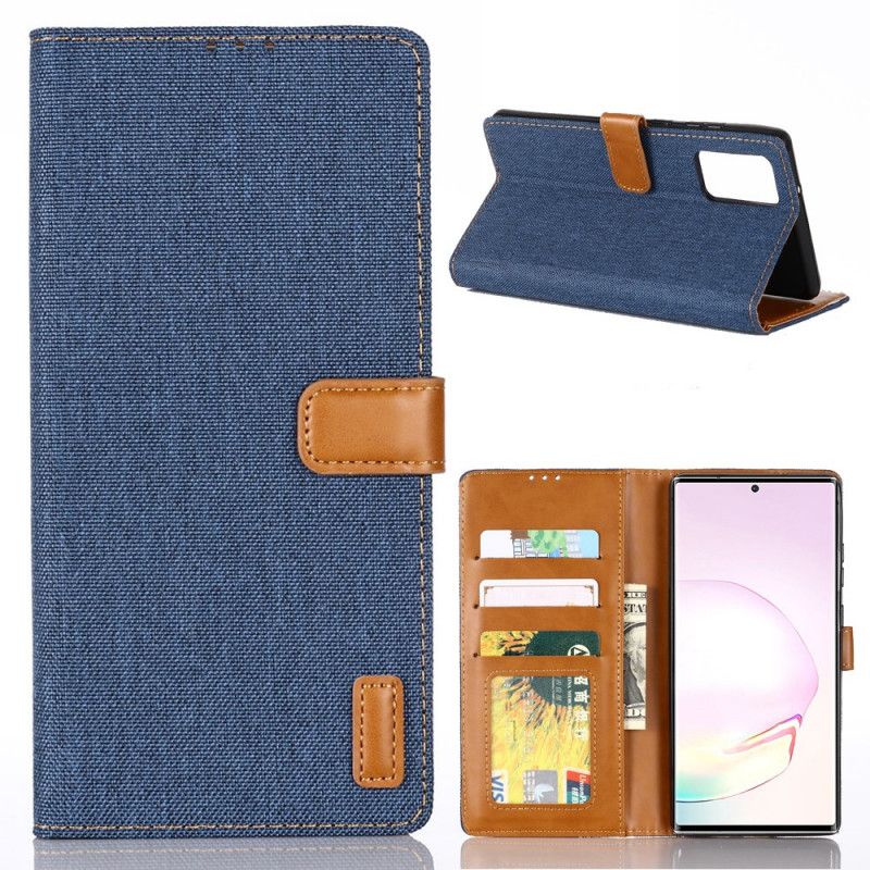 Flip Case Leren Samsung Galaxy Note 20 Donkerblauw Zwart Oxford