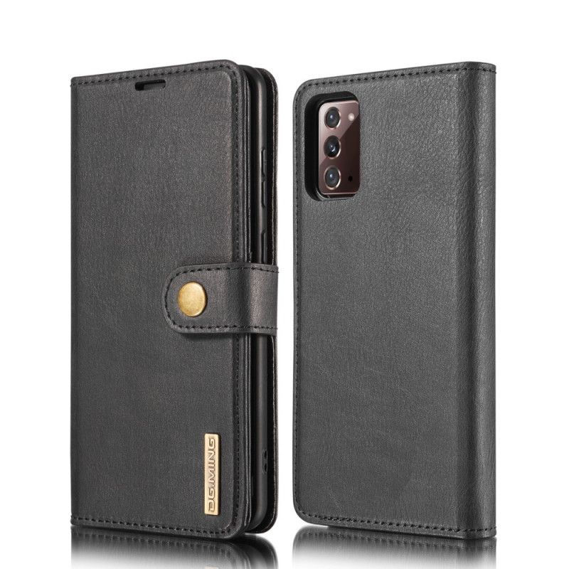 Flip Case Leren Samsung Galaxy Note 20 Grijs Zwart Dg. Afneembare Ming