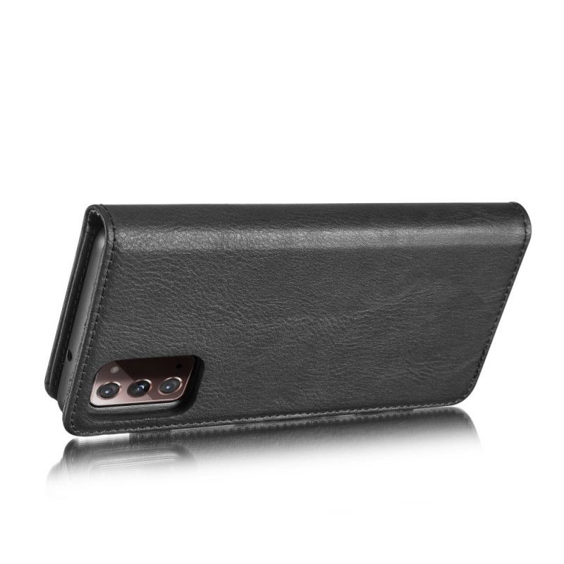 Flip Case Leren Samsung Galaxy Note 20 Grijs Zwart Dg. Afneembare Ming