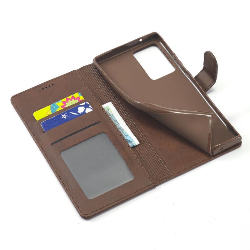 Flip Case Leren Samsung Galaxy Note 20 Grijs Zwart Lc.Imeeke Leder Effect